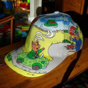 Kids Age 2-6 90s NEW Richard Scarry Baseball Cap Trucker Hat Deadstock Vintage